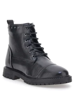 Anfibi Neri in vera pelle con borchie 503-PRIMA RIGA Discount