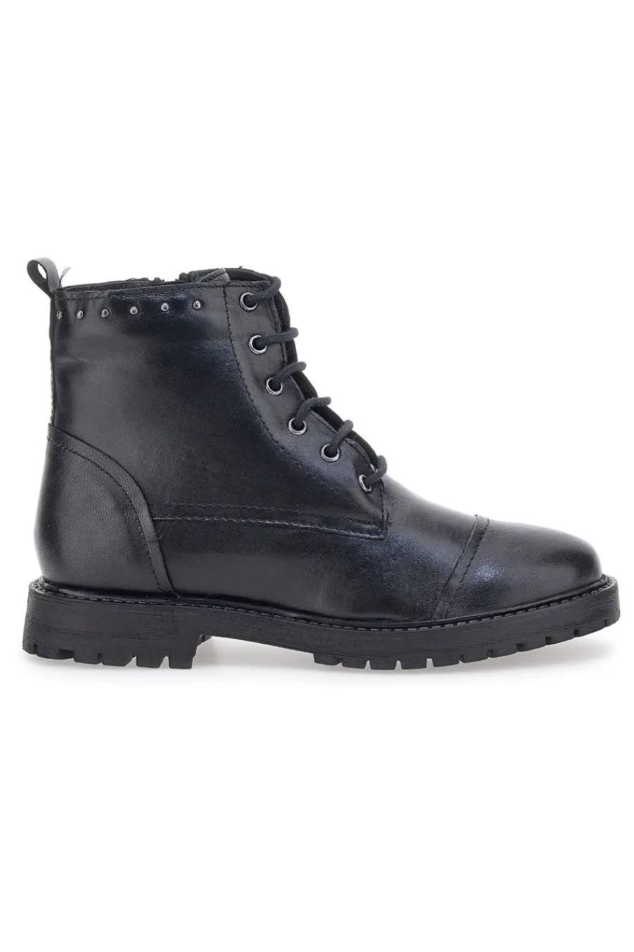 Anfibi Neri in vera pelle con borchie 503-PRIMA RIGA Discount