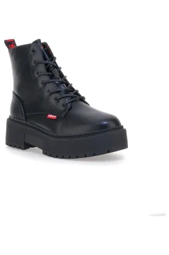 Anfibi neri platform con zip laterale e dettagli logati VCOO0021S-LEVI'S Discount