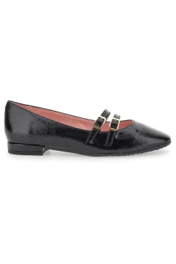 Ballerine in vernice nera a punto e doppio cinturino 3690-PITTARELLO GLAM Outlet