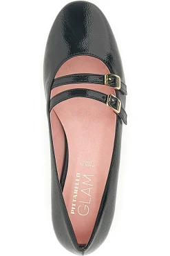 Ballerine in vernice nera a punto e doppio cinturino 3690-PITTARELLO GLAM Outlet