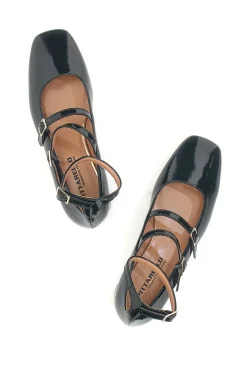 Ballerine Mary Jane Nere Con Tacco Basso C156-PITTARELLO Discount