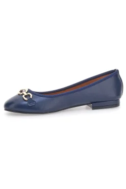 Ballerine Navy con Fibbia Decorativa Oro IDE172-THE FIRST New