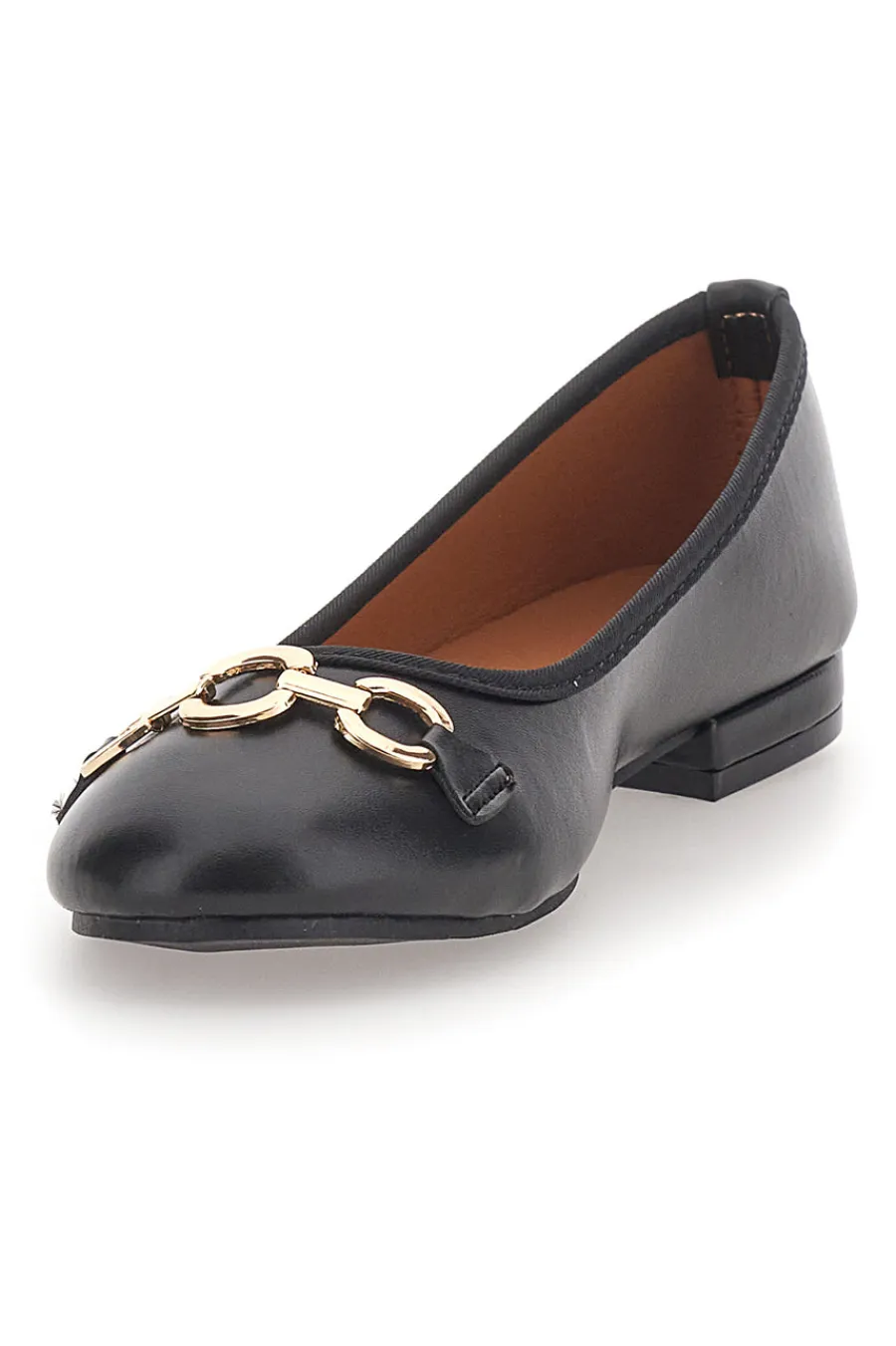 Ballerine Nere con Fibbia Decorativa Oro IDE172-THE FIRST Sale