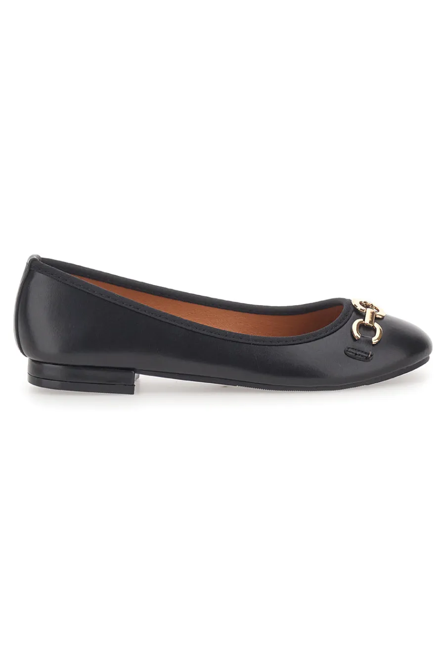 Ballerine Nere con Fibbia Decorativa Oro IDE172-THE FIRST Sale