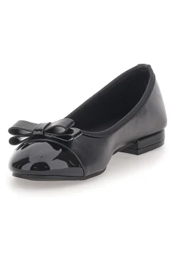 Ballerine Nere con Punta Effetto Vernice e Fiocco Decorativo IDE6292-THE FIRST Sale