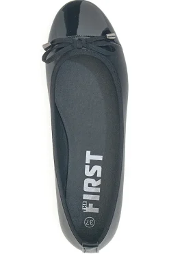 Ballerine nere con punta lucida e fiocco IDE1070-THE FIRST Hot