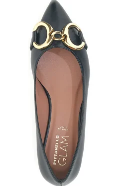 Ballerine nere con punta sfilata e catena oro 3313-PITTARELLO GLAM Clearance