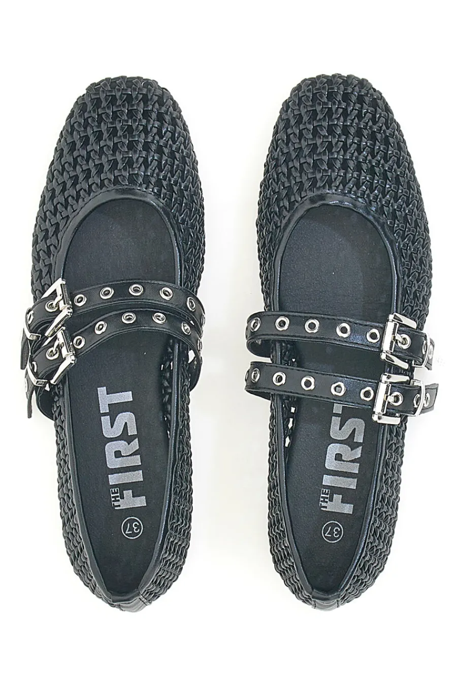 Ballerine nere intrecciate con fibbie IDE12 da Donna-THE FIRST New