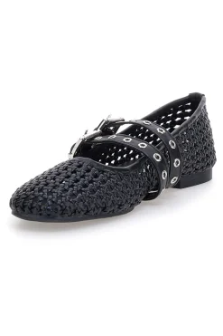 Ballerine nere intrecciate con fibbie IDE12 da Donna-THE FIRST New