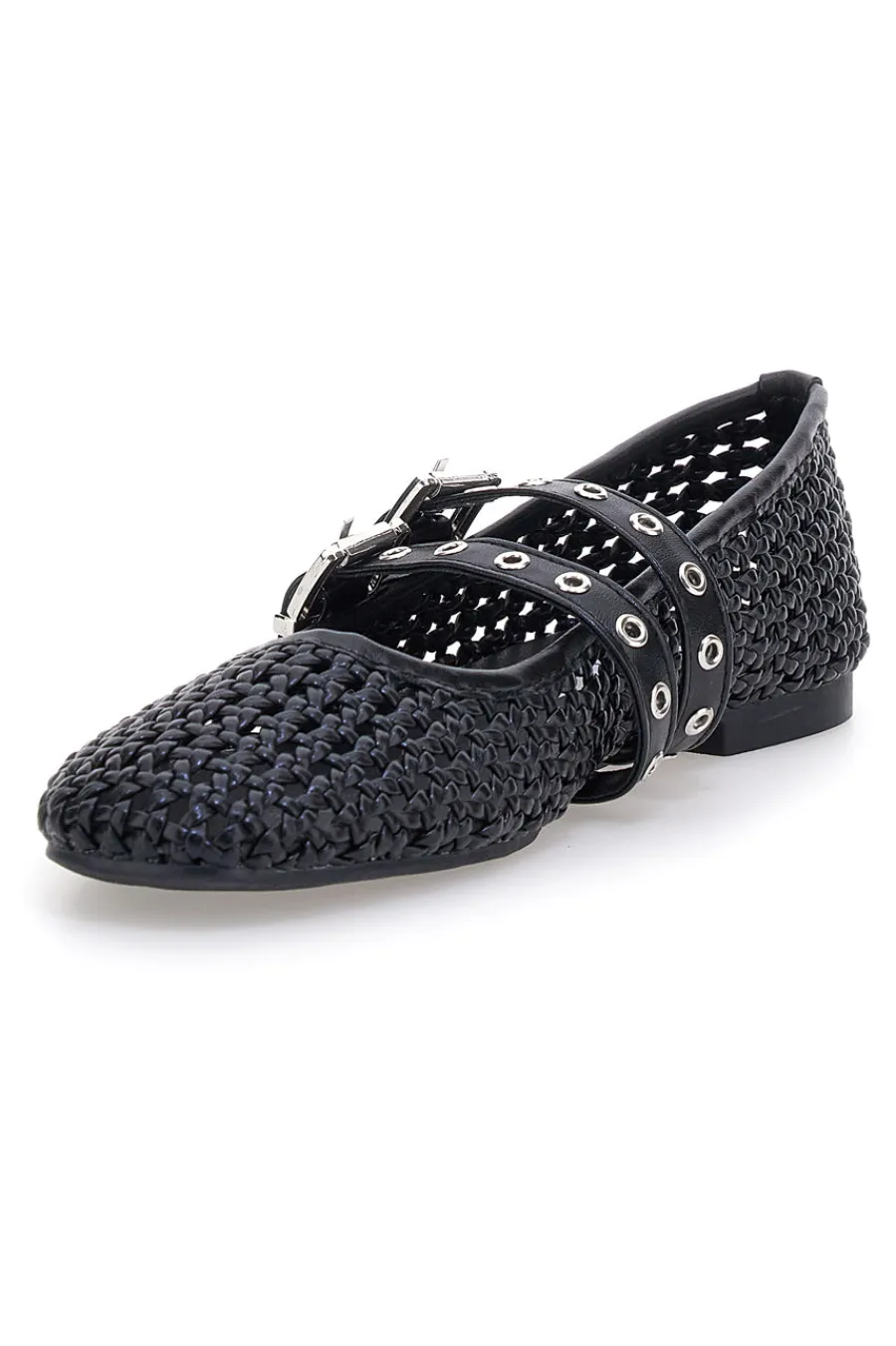 Ballerine nere intrecciate con fibbie IDE12 da Donna-THE FIRST New