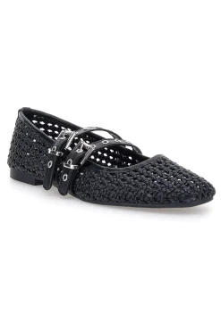 Ballerine nere intrecciate con fibbie IDE12 da Donna-THE FIRST New