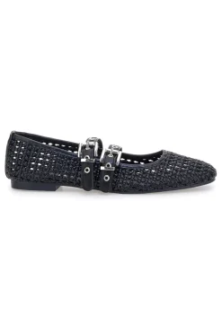 Ballerine nere intrecciate con fibbie IDE12 da Donna-THE FIRST New
