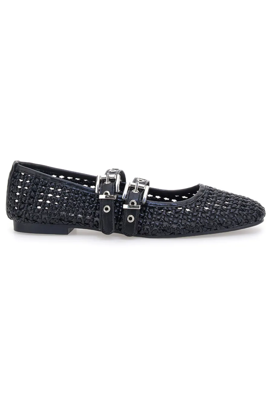 Ballerine nere intrecciate con fibbie IDE12 da Donna-THE FIRST New