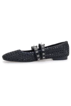 Ballerine nere intrecciate con fibbie IDE12 da Donna-THE FIRST New