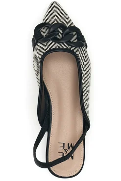 Ballerine slingback nere con fiocco e punta a contrasto Me & Me D729H1-ME u0026 ME