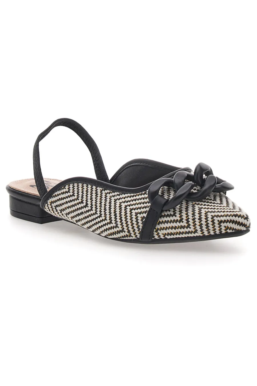 Ballerine slingback nere con fiocco e punta a contrasto Me & Me D729H1-ME u0026 ME