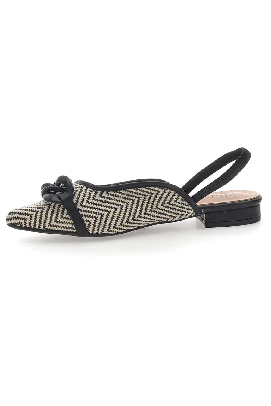 Ballerine slingback nere con fiocco e punta a contrasto Me & Me D729H1-ME u0026 ME