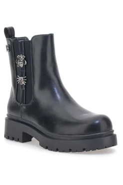 Beatles neri con elastico gioiello e suola carrarmato 9324-LAURA BIAGIOTTI Outlet