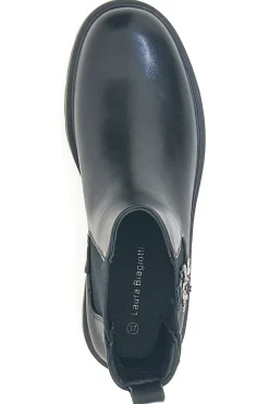 Beatles neri con elastico gioiello e suola carrarmato 9324-LAURA BIAGIOTTI Outlet