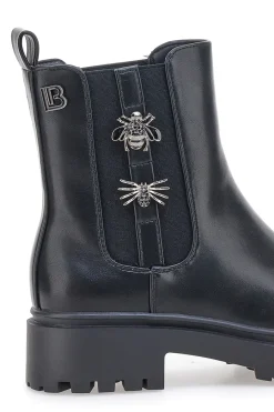 Beatles neri con elastico gioiello e suola carrarmato 9324-LAURA BIAGIOTTI Outlet