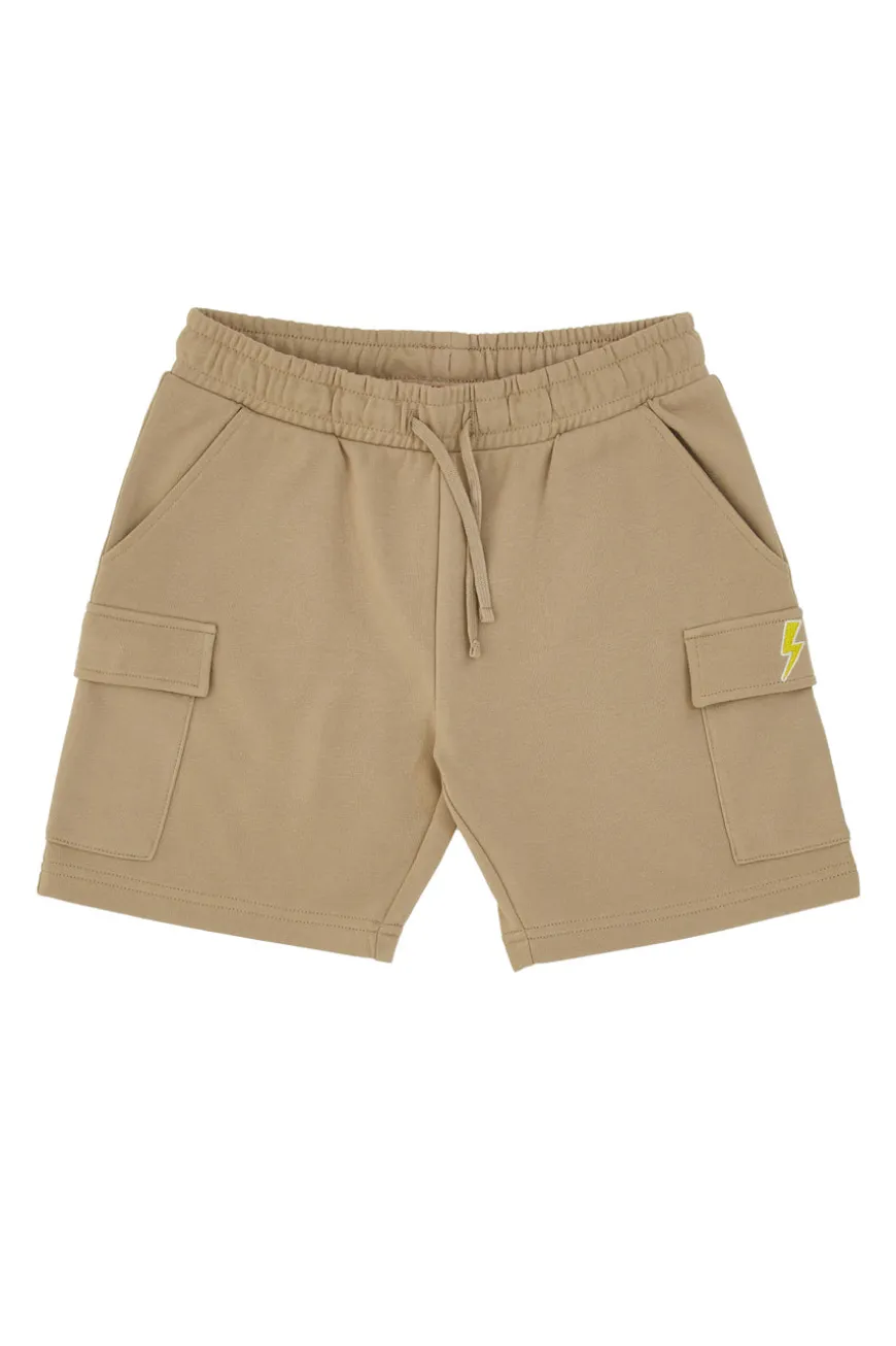 Beigefarbene Cargo-Shorts mit gesticktem Pitt Kids-Logo PT-B-SP-05006