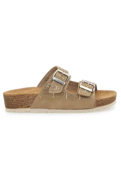 Beige Hausschuhe mit blauen Strasssteinen 37 Nm-INBLU Discount
