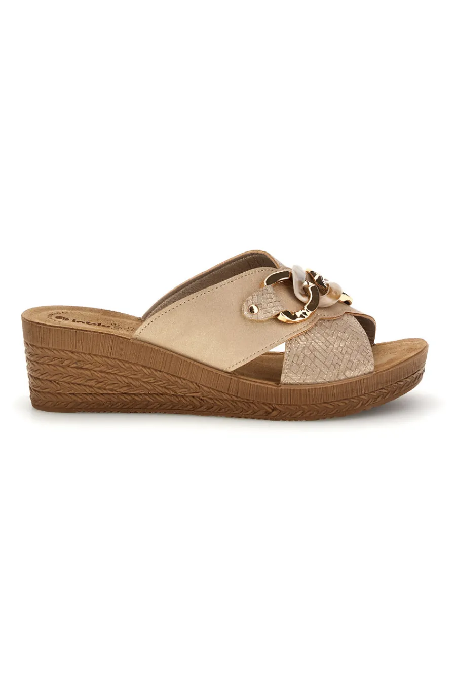 Beige Hausschuhe mit Keil und anatomischem Fußbett 16 GO-INBLU Hot