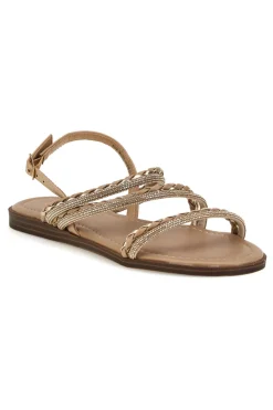 Beige Sandalen mit glänzenden Riemen Café kosten RH4-CAFE' COST