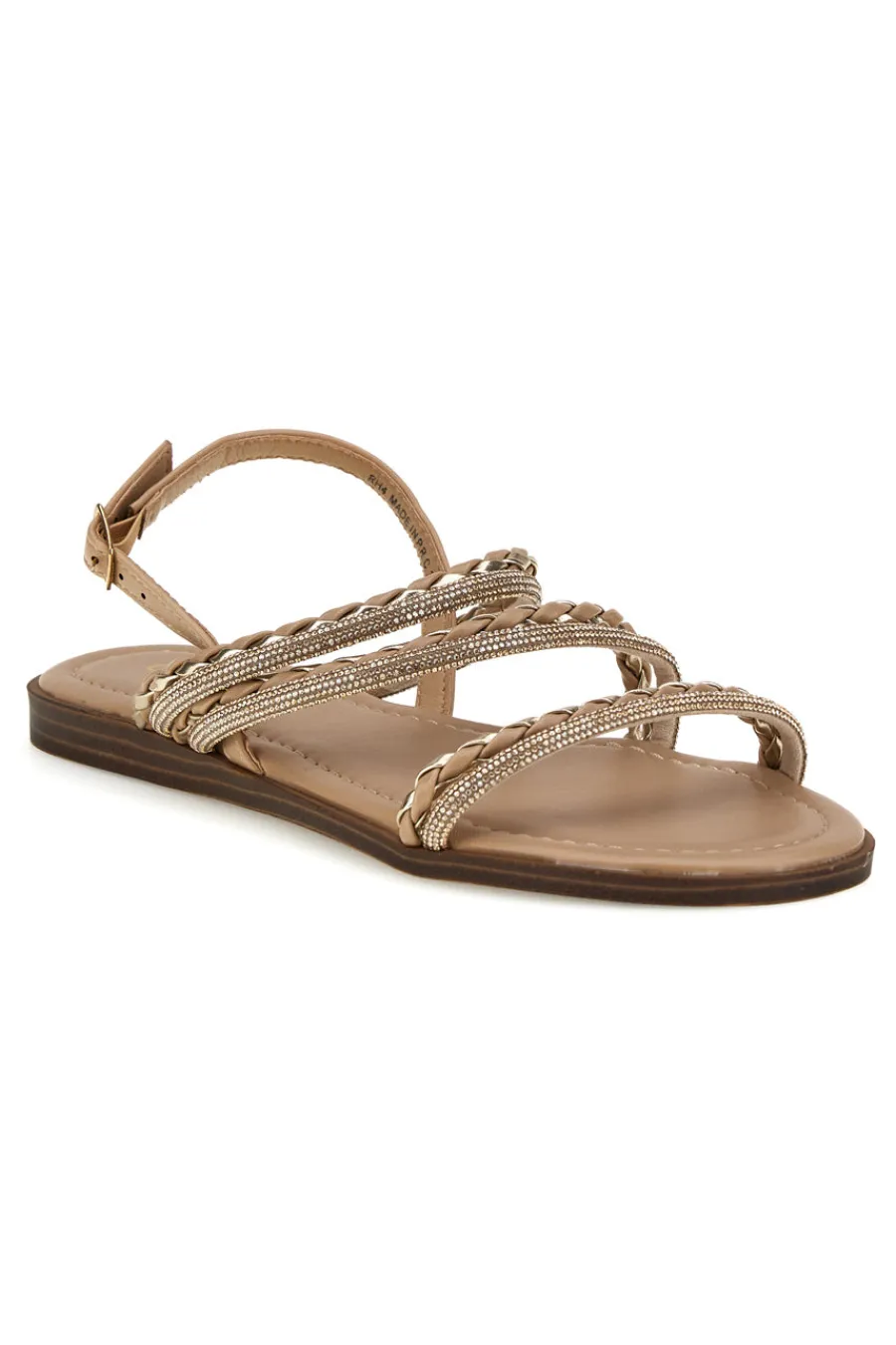 Beige Sandalen mit glänzenden Riemen Café kosten RH4-CAFE' COST