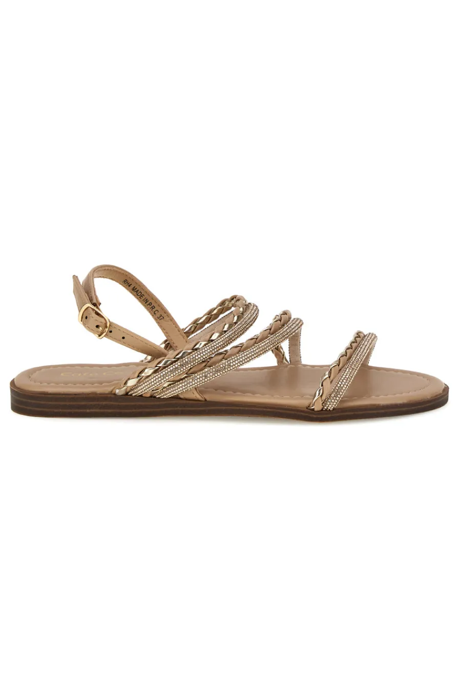 Beige Sandalen mit glänzenden Riemen Café kosten RH4-CAFE' COST