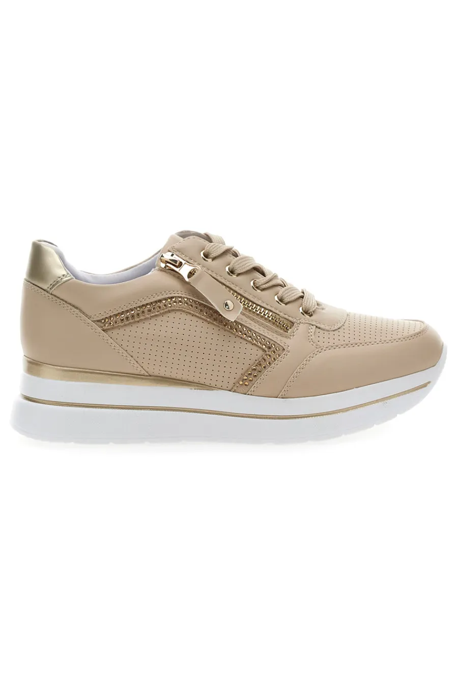 Beige Schnürschuhe mit seitlichem Reißverschluss H216364-MIO TEMPO Best