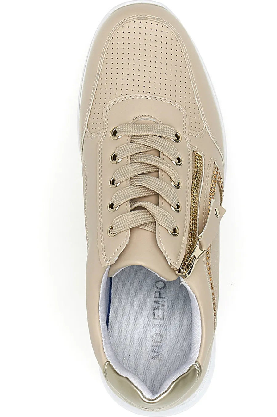 Beige Schnürschuhe mit seitlichem Reißverschluss H216364-MIO TEMPO Best