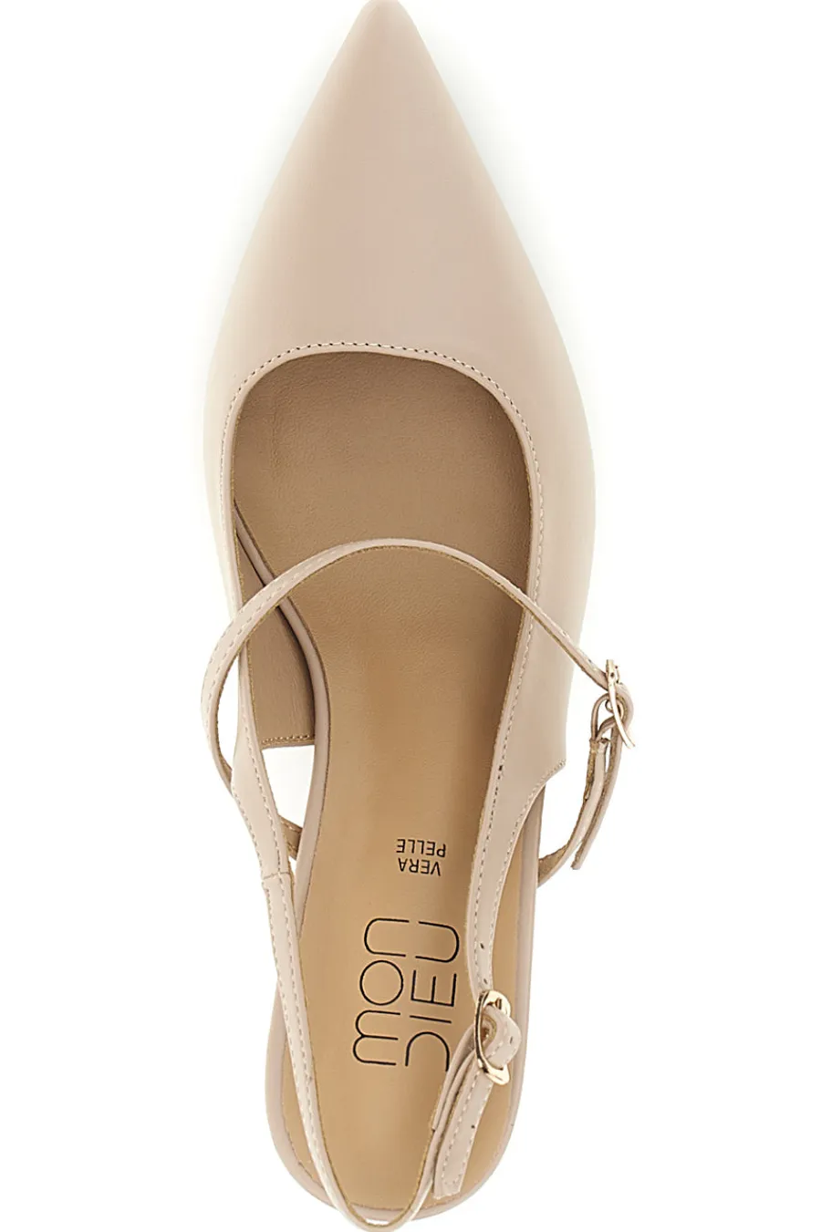 Beige Slingback-Pumps mit Riemen 9447H6-MON DIEU Discount