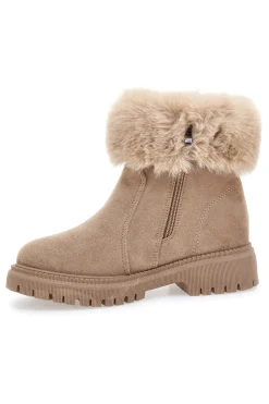 Beige Stiefeletten mit seitlichem Reißverschluss, Pelzbesatz und warmer Innenausstattung CAW759136363-CARRERA Hot