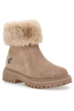 Beige Stiefeletten mit seitlichem Reißverschluss, Pelzbesatz und warmer Innenausstattung CAW759136363-CARRERA Hot