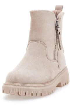 Beige Stiefeletten mit seitlichem Reißverschluss und Fellfutter CAW759106363-CARRERA Discount