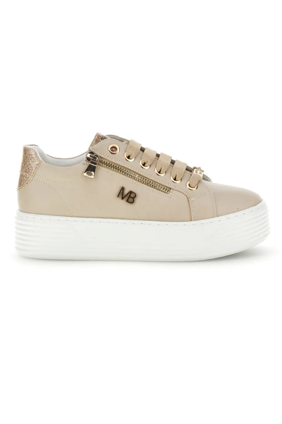 Beige Turnschuhe mit seitlichem Reißverschluss Plattform Burani 52031C769-MARIELLA BURANI Best