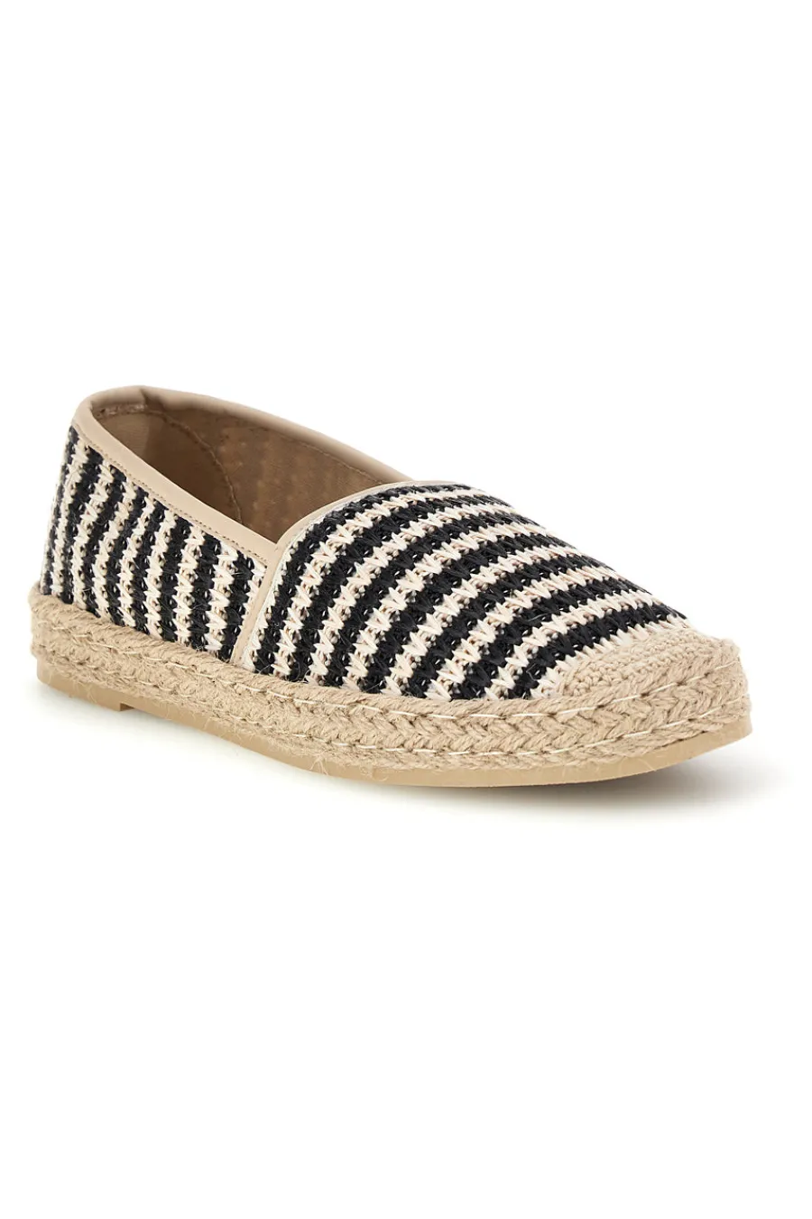 Beige und schwarz gestreifte Stoff Espadrilles p687-PRIMA RIGA Sale