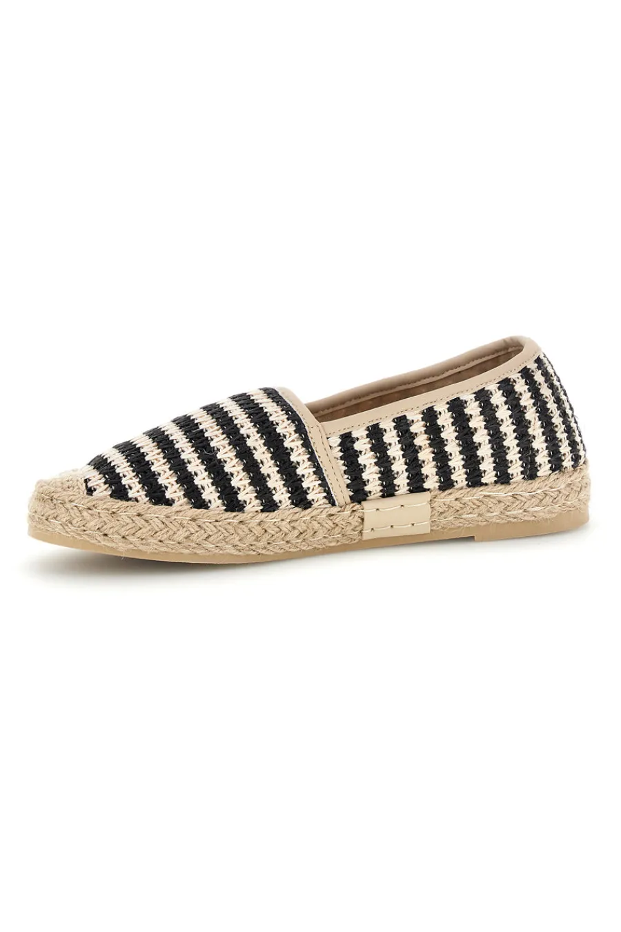 Beige und schwarz gestreifte Stoff Espadrilles p687-PRIMA RIGA Sale