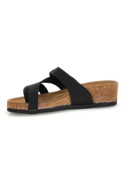 305 schwarze Hausschuhe mit Riemen und anatomischem Fußbett-BIO UP Best