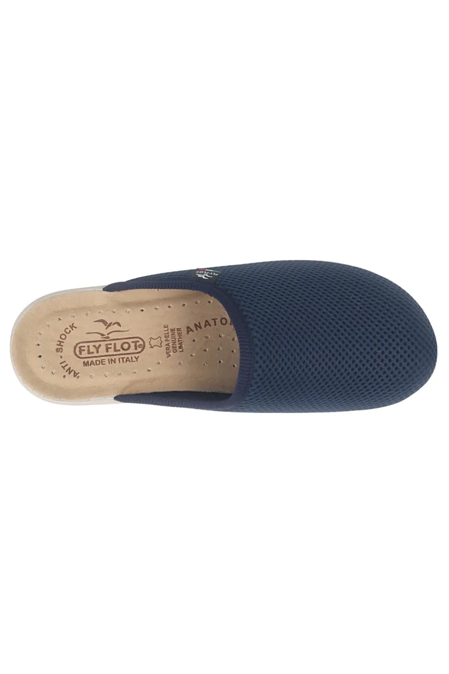 Blaue Hausschuhe mit rutschfester Innensohle aus echtem Leder 90T40368FE-FLY FLOT Hot