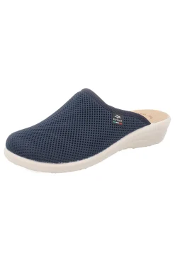 Blaue Hausschuhe mit rutschfester Innensohle aus echtem Leder 90T40368FE-FLY FLOT Hot