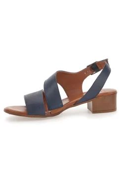 Blaue Sandalen mit niedrigem Absatz und Obermaterial aus Leder 243080-PITTARELLO LOOK Hot