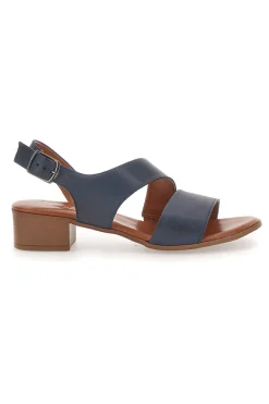 Blaue Sandalen mit niedrigem Absatz und Obermaterial aus Leder 243080-PITTARELLO LOOK Hot