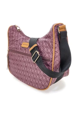 Borsa a tracolla bordeaux con stampa logata Cotton Belt K19,048,B012