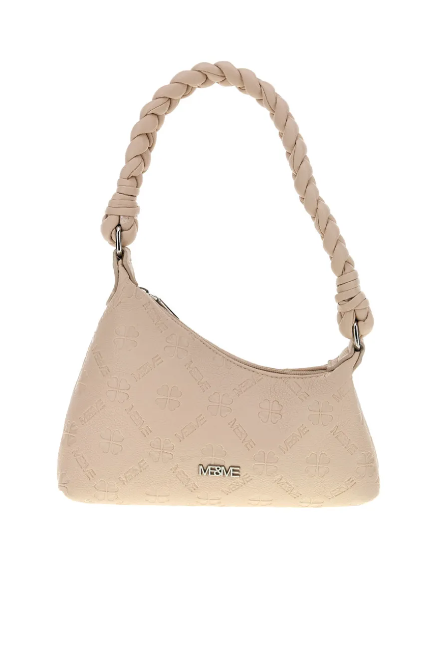 Borsa beige con manico intrecciato Me & me L4743