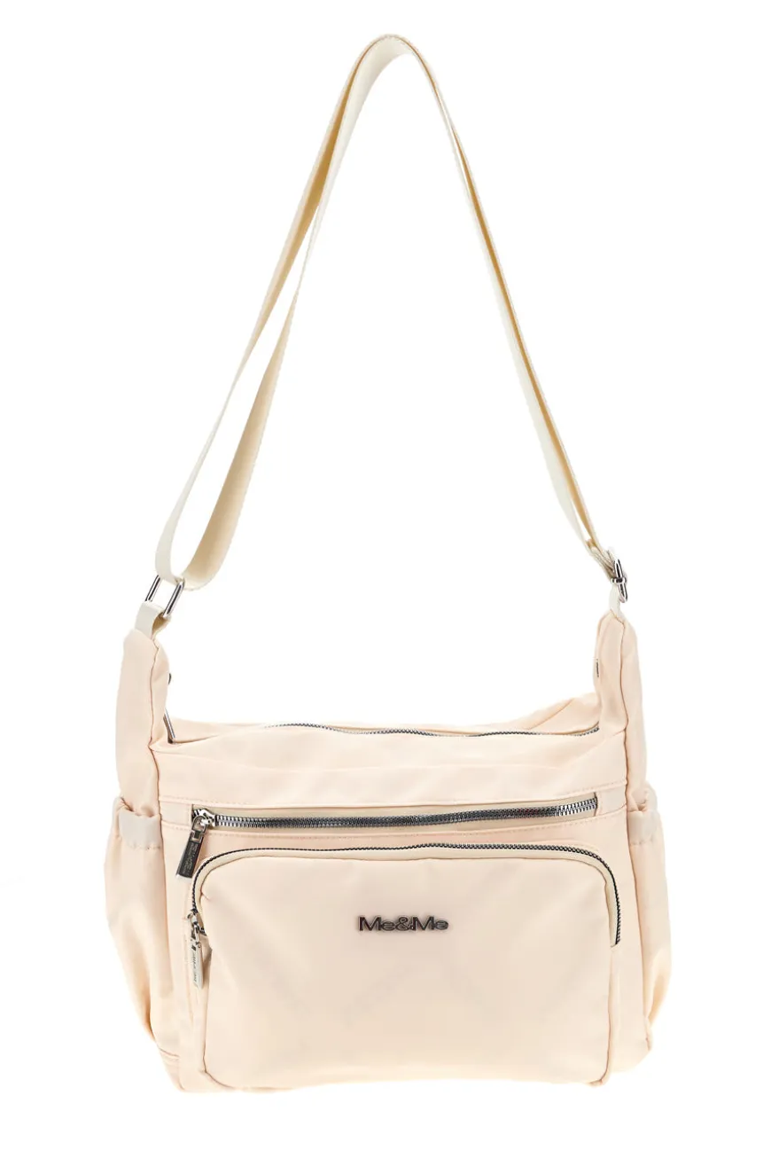 Borsa beige con zip multiple e tracolla regolabile Me & me spa 8059