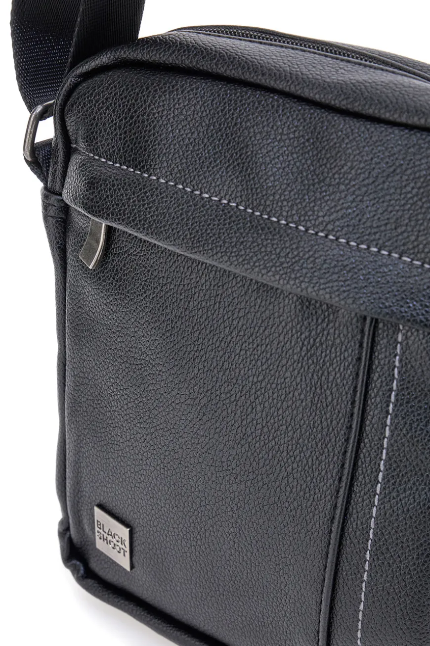 Borsello nero con tasche frontali Black Shoot BS522-1