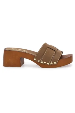 Braune Clogs-Hausschuhe mit Blockabsatz 8657-PITTARELLO Sale